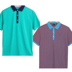 2 FJ FootJoy Men's Size S Wicking Golf Polos - Green & Red